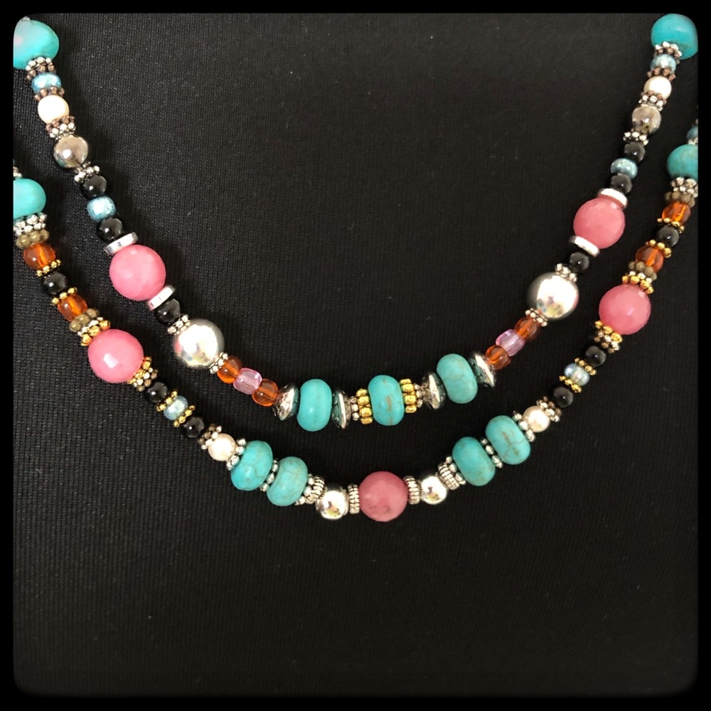 🆕✅ 60 Inch OPERA NECKLACE. TURQUOISE & JADE
